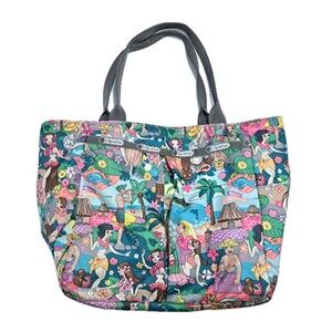 Hawaii Exclusive LeSportsac Hula Girl Floral Tote Bag Luau Hobo Purse Tropical